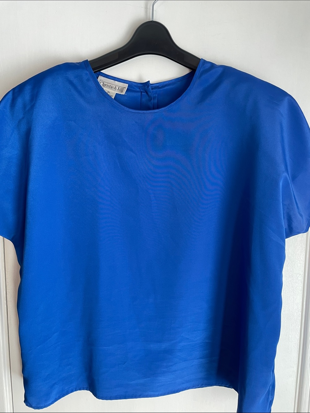 Vintage Christie & Jill Short Sleeve Blouse in Vibrant Blue XL